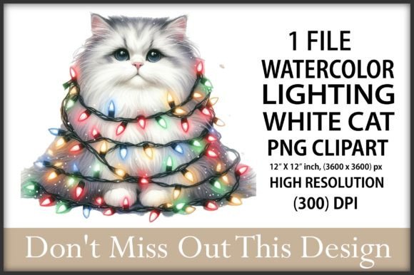 Watercolor Lighting White Cat Clipart Graphic Illustrations By Creative Art