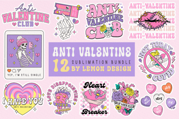 Anti Valentine PNG Sublimation Bundle Gráfico Manualidades Por Lemon.design