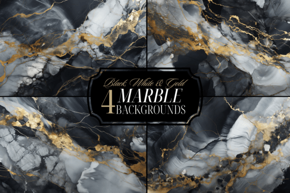 Black White Gold Marble Background Pack Illustration Fonds d'Écran Par Haylee