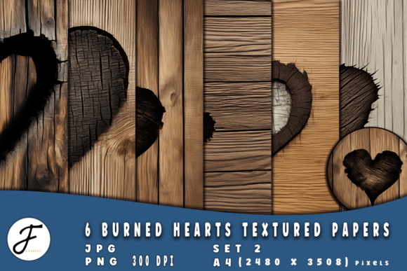Burned Hearts Papers | Set 2 Graphic Backgrounds By Joaquin Fernandez