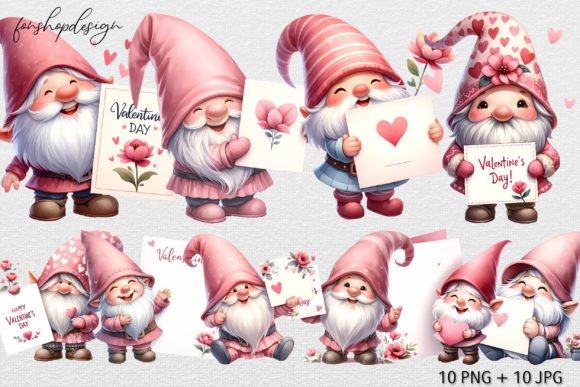 Cute Gnome Celebrating Love Valentine Grafica Grafiche AI Di FonShopDesign