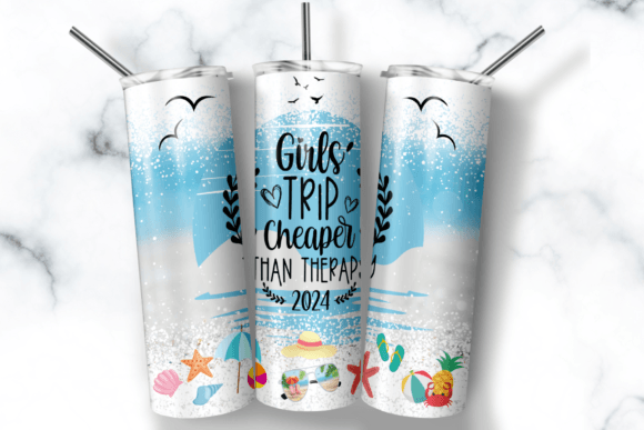 Girl's Trip Skinny Tumbler Sublimation Graphic Print Templates By AppearanceCraft