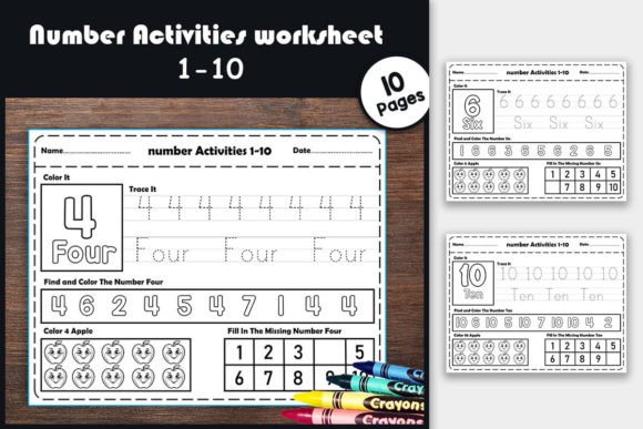 Preschool Number 1-10 Activity Workbook Grafik Kindergarten Von TheStudyKits