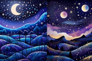 Purple Night Landscape Scrapbook Paper Graphic Backgrounds By Summer Digital Design 4
