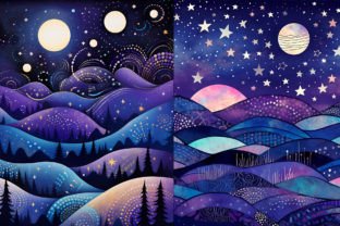 Purple Night Landscape Scrapbook Paper Graphic Backgrounds By Summer Digital Design 5