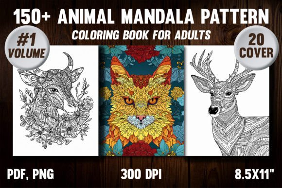Animal Mandala Coloring Pages 1 Gráfico Desenhos e livros de colorir para adultos Por AhirAbrar
