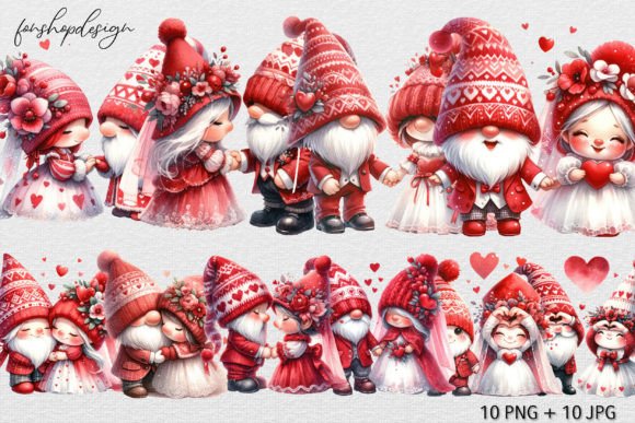 Cute Gnome Couple Wedding Valentine Graphic AI Graphics By FonShopDesign