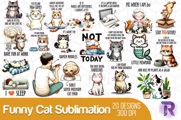 Funny Cat Sublimation Bundle Graphic Crafts By Revelin