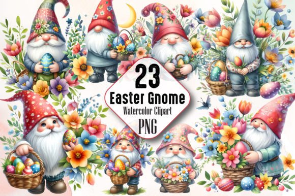 Watercolor Easter Gnome Clipart Graphic Illustrations By RobertsArt