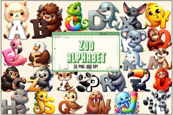 Zoo Alphabet Sublimation Bundle Graphic Illustrations By DS.Art