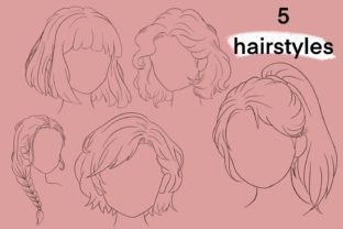 5 Procreate Stamps Hair Style Shapes Graphic Brushes By StudioAngelArts 2