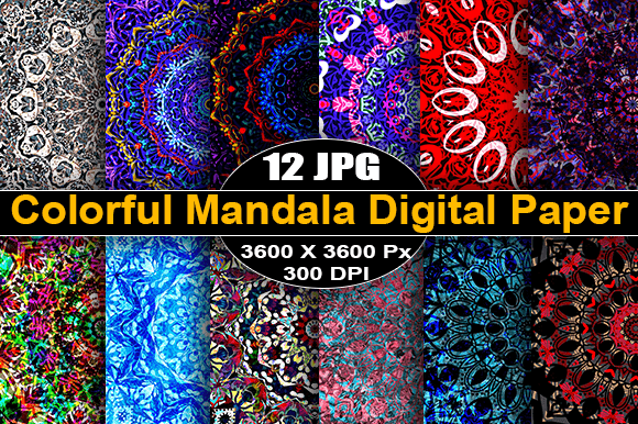 Colorful Mandala Digital Paper V- 19 Graphic Backgrounds By raqibul_graphics