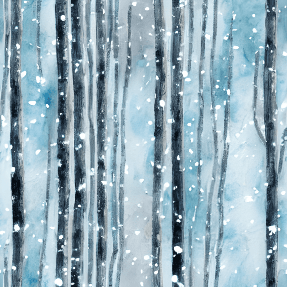 Snowy Forest with Falling Snow Pattern Watercolor Community Content By ofd2