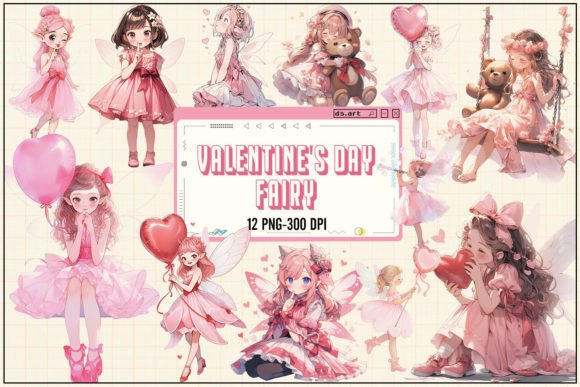 Valentine Fairy Sublimation Bundle Gráfico Ilustrações para Impressão Por DS.Art