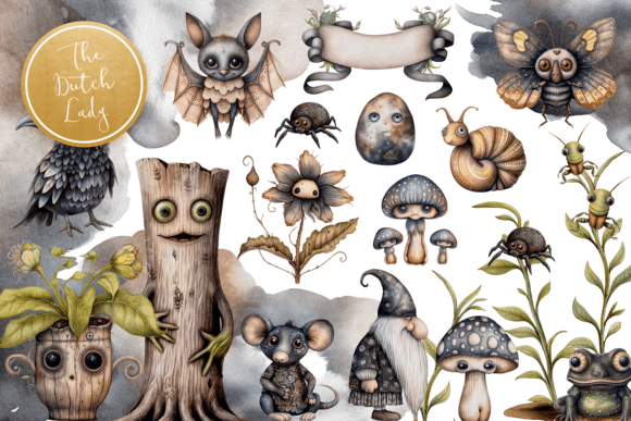 Whimsical Garden Creatures Clipart Set Graphic AI Transparent PNGs By daphnepopuliers