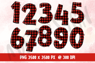 Buffalo Plaid Doodle Alphabet Number PNG Graphic Illustrations By ADF Design 3
