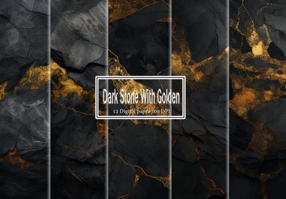 Dark Stone with Golden Texture Illustration Généré par IA Par Design Station