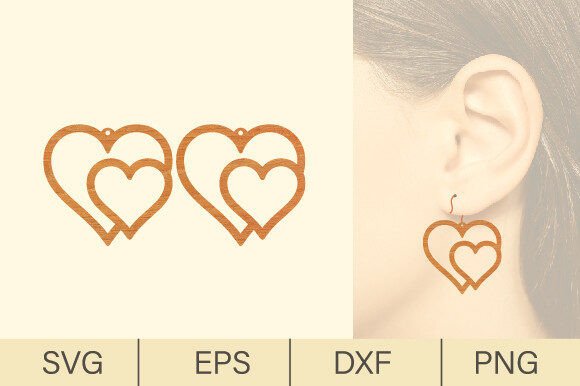 Heart Wooden Earrings Laser Cut SVG Graphic Crafts By digitalbrightcreations