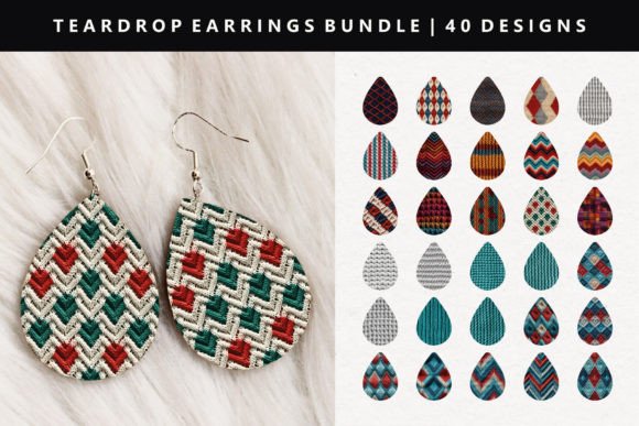 Knitted Teardrop Earring Bundle Graphic Illustrations By StasyLionet