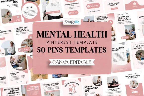 Mental Health Pinterest Templates Graphic Social Media Templates By SnapyBiz