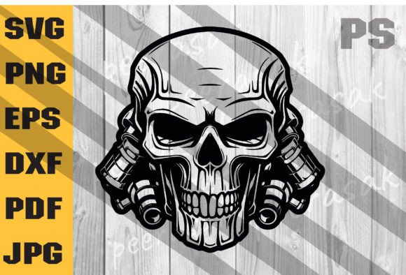 Piston Skull SVG, Crossbones SVG Illustration SVG 3D Par ILukkystore