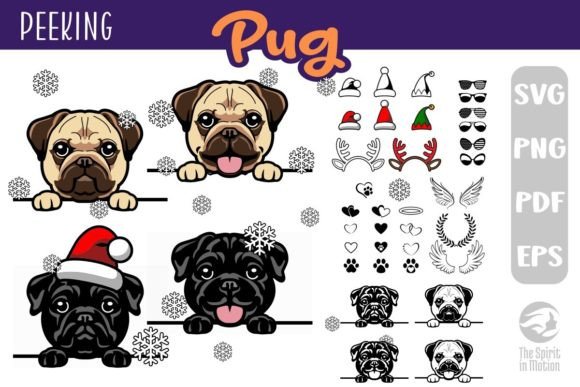 Pug SVG, Clipart & Cutfiles, Dog SVG Illustration Artisanat Par TheSpiritInMotion