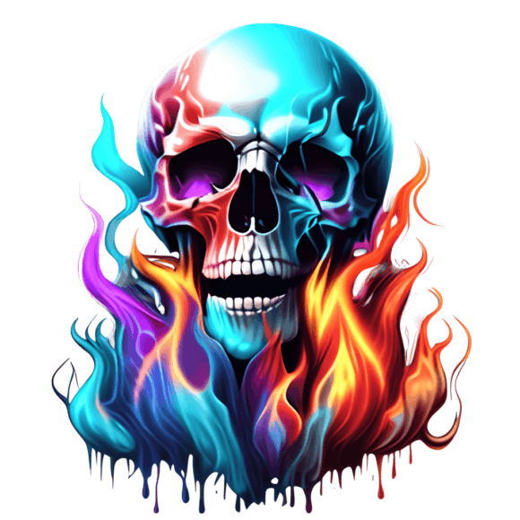 Colorful Skulls and Flames Digital Graphic Community Content By martishachappell7
