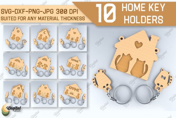 Home Key Holder Laser Cut Bundle Graphic 3D SVG By Digital Idea