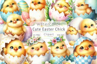Watercolor Cute Easter Chick Clipart Graphic Illustrations By LiustoreCraft 1