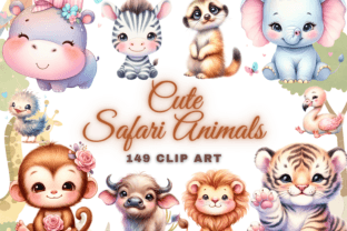 Cute Safari Animals - Jungle Animals PNG Graphic Illustrations By Artistic Revolution 1