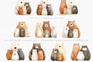 Family Bear Nursery Clipart Bundle Gráfico Objetos Gráficos de Alta Calidad Por patipaintsco 3