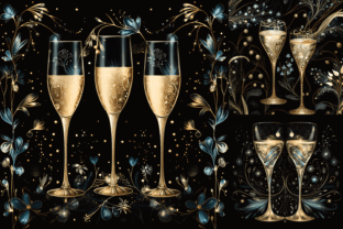 Golden New Year Champagne Glasses Graphic Backgrounds By Color Studio 2