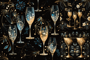 Golden New Year Champagne Glasses Graphic Backgrounds By Color Studio 6