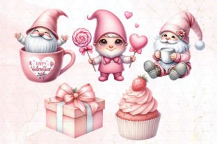 Lovely Gnome Pink Valentine Clipart PNG Graphic Illustrations By Little Lady Design 3