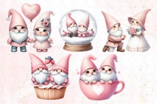 Lovely Gnome Pink Valentine Clipart PNG Graphic Illustrations By Little Lady Design 4