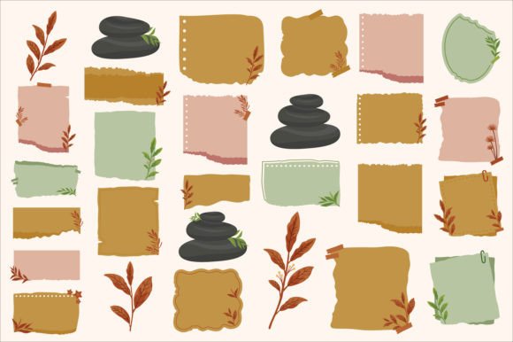 Set Leaf and Paper Torn Collection Gráfico Ilustraciones Imprimibles Por Alit Design