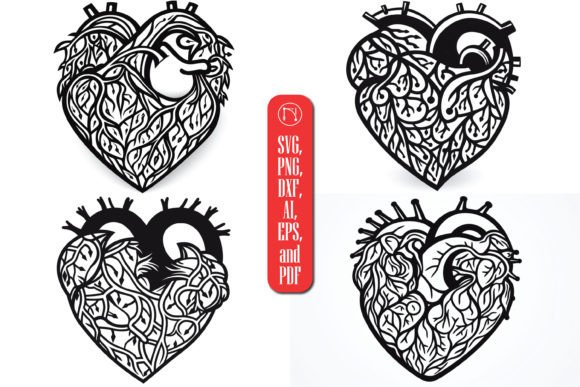 Valentine’s Decorative Heart SVG Bundle Gráfico SVG 3D Por NGISED