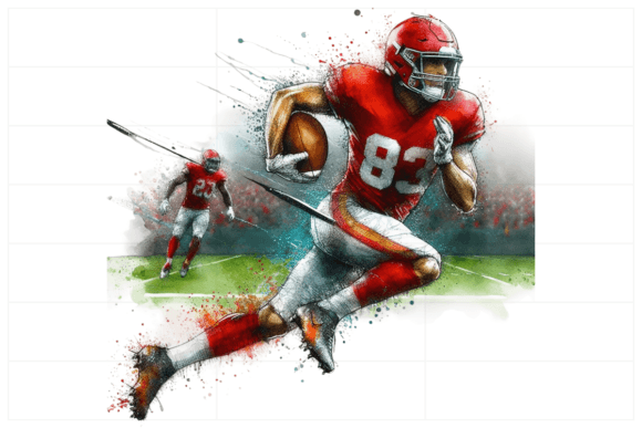 Watercolor American Football Player Gráfico Ilustrações para Impressão Por Design Store