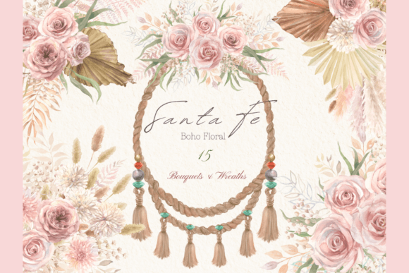 Watercolor Boho Bouquets & Wreaths PNG Graphic Illustrations By NaniDream Studio