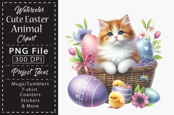 Watercolor Cute Easter Animal Clipart Gráfico Ilustrações para Impressão Por LibbyWishes