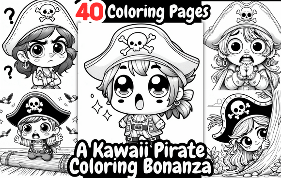 A Kawaii Pirate Coloring Pages Graphic KDP Interiors By Coffee mix