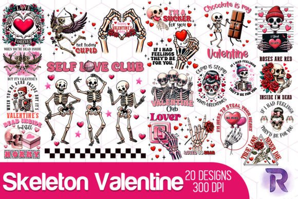 Skeleton Valentine Sublimation Bundle Gráfico Artesanato Por Revelin