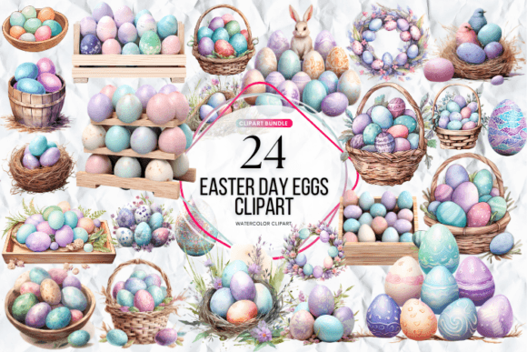 Watercolor Easter Eggs Clipart Graphic Illustrations By Markicha Art