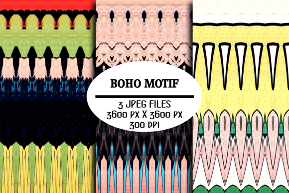 Boho Motif Set 6 Illustration Modèles de Papier Par Digital Art Collectibles