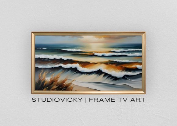 Frame TV Art Modern Coastal Seascape Gráfico Ilustraciones Imprimibles Por Victoria Gates