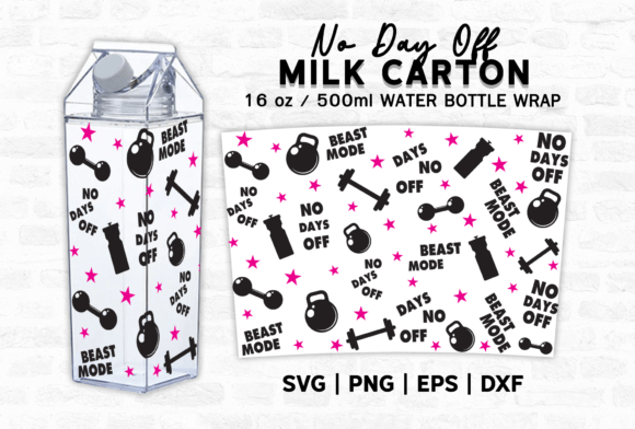 No Day off Milk Carton Bottle Wrap Svg Grafica Modelli Grafici Di WW Digital Art