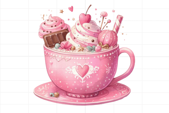 Watercolor Pink Mug Various Decorations Illustration Illustrations Imprimables Par Design Store