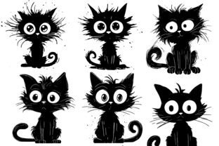 Whimsical Black Cat Silhouette Bundle Graphic Crafts By shipna2005 3