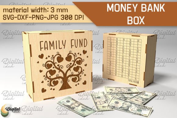 Money Bank Box SVG. Piggy Bank Laser Cut Graphic 3D SVG By Digital Idea