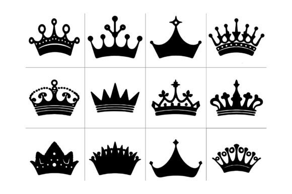 Set of King Crown Icon, Crown Silhouette Graphic Icons By AMdesk